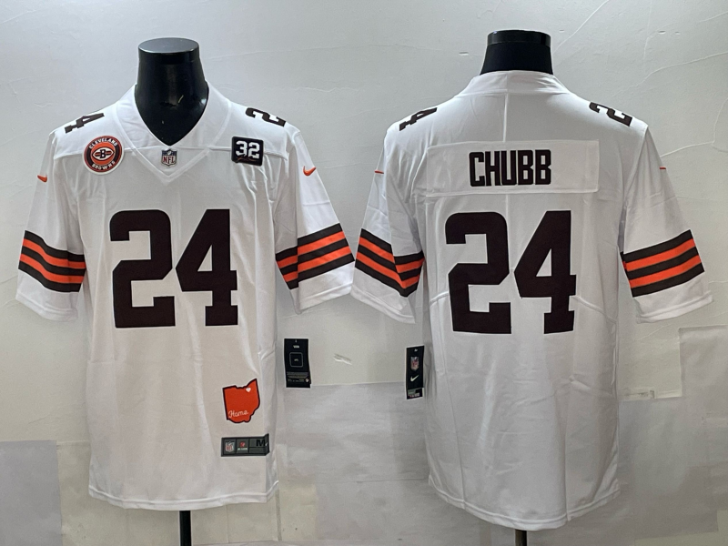 Men 2025 Cleveland Browns #24 Chubb white Nike Limited NFL Jersey 003->nfl hats->Sports Caps